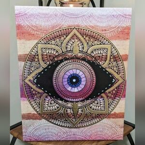 Evil Eye Kaleidescope Mandala Art Decor Canvas Print Hanging Wall Art